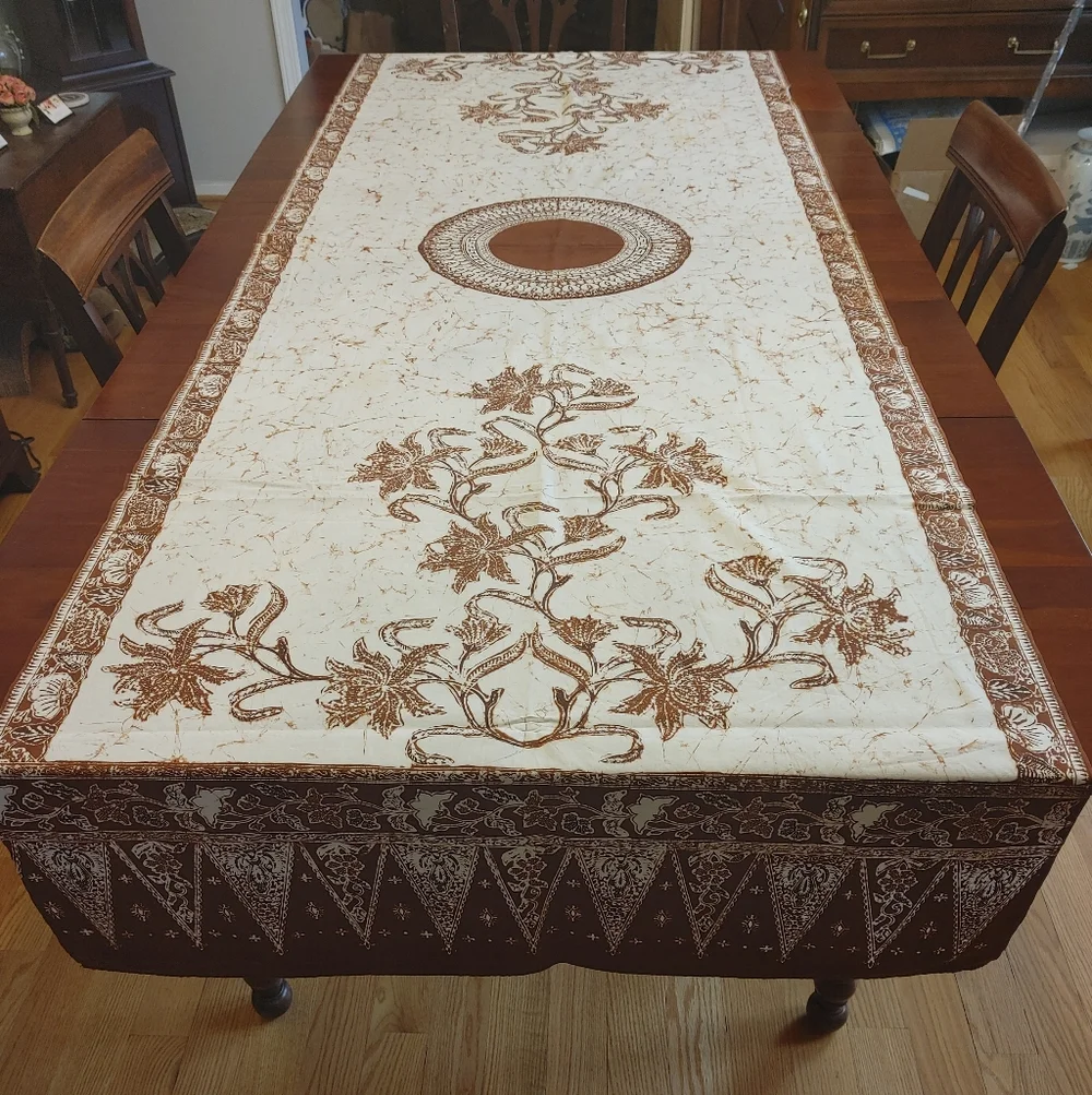 Hand Printed Batik Tablecloth 1970s 36